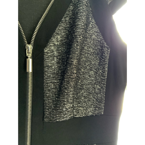 Jax Metallic Silver Zip Front Sheath Dress Size 2 - Picture 6 of 7